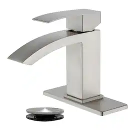 Brushed Faucet SUS304 Waterfall Spout cUPC Cartridge 60cm Supply Line Pop Up Drain