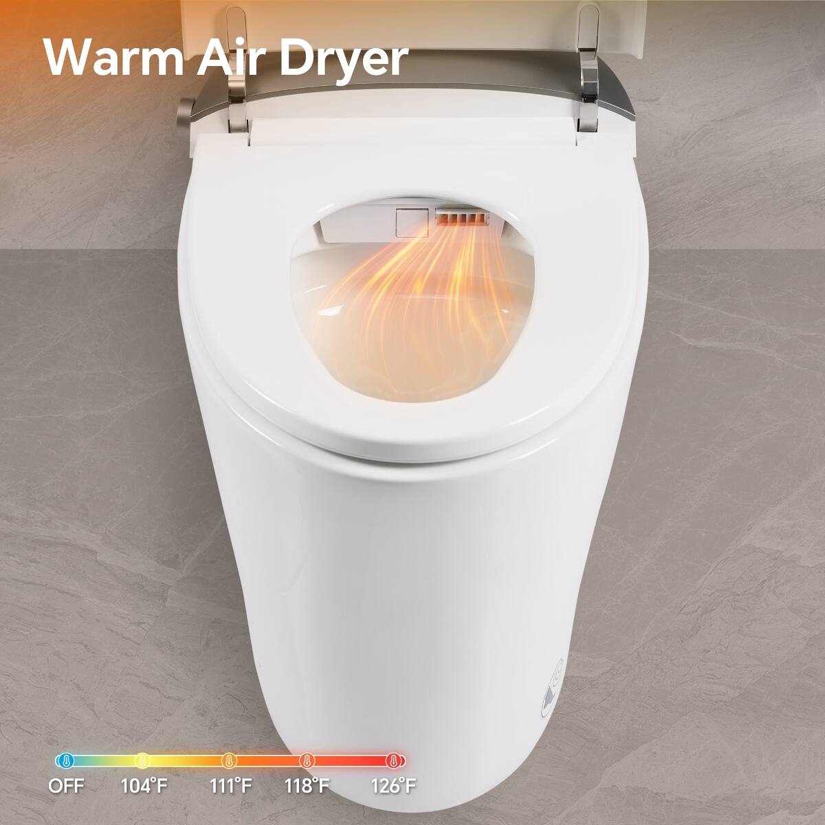Warm Air Dryer  
OFF  
104°F  
111°F  
118°F  
126°F