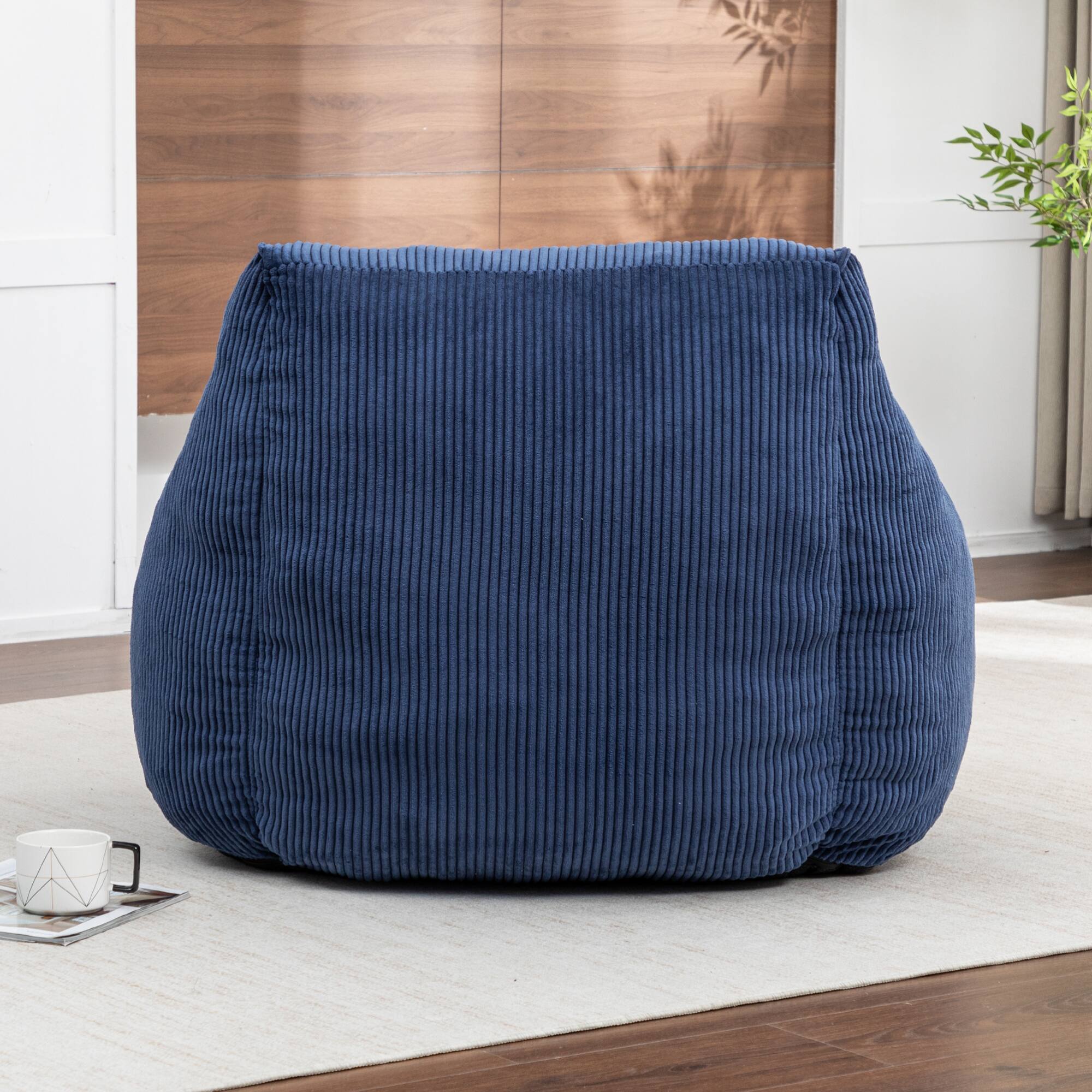 Alt View 4. GOODSILO - Large Corduroy Bean Bag Sofa Chair with Armrests and Included Filler for Living Room and Bedroom - Dark Blue.