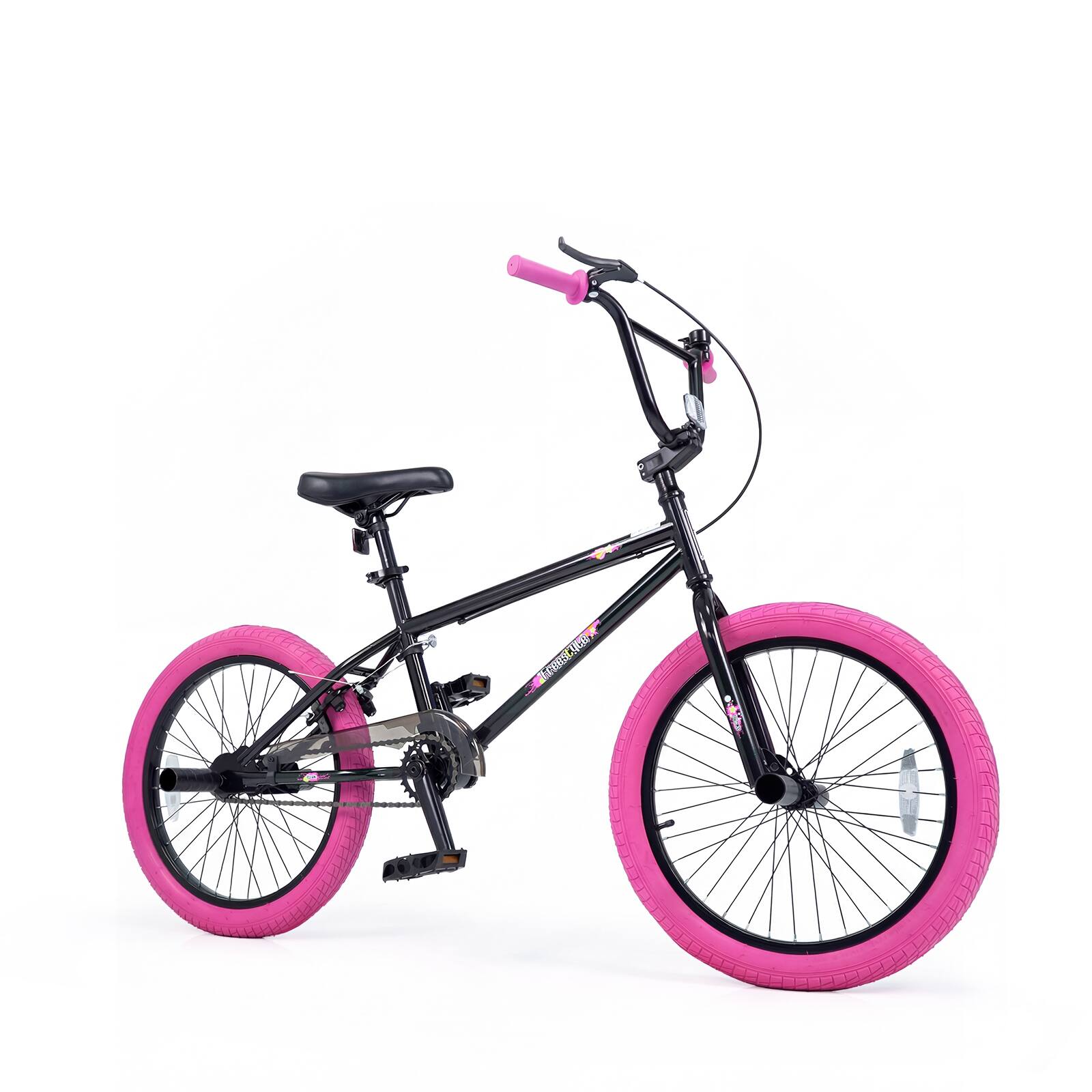 Alt View 9. Costway - Costway Freestyle BMX Bike, 20" Trick Bicycle with 360 Degree Steering, Adjustable Seat - Pink.
