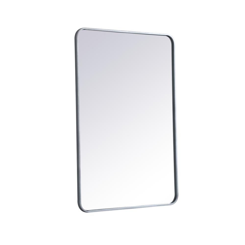 Left. Elegant Decor - Soft corner metal rectangular mirror 27x40 inch in Silver - Silver.