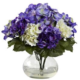 BreeBe - Mixed Hydrangea w/Vase - Blue Purple