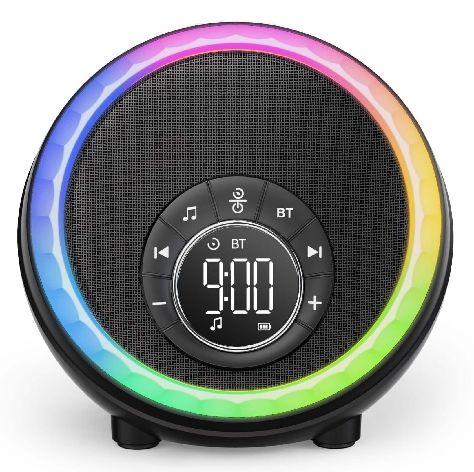 Dazzed Corner - Night Light Bluetooth Speaker Alarm Clock,Touch Bedside Lamp - Black