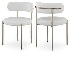 Front. Meridian Furniture - Beacon Cream Vegan Leather and Boucle Fabric Dining Chair, Set of 2 - Beige.