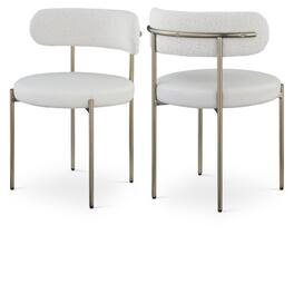 Meridian Furniture - Beacon Cream Vegan Leather and Boucle Fabric Dining Chair, Set of 2 - Beige