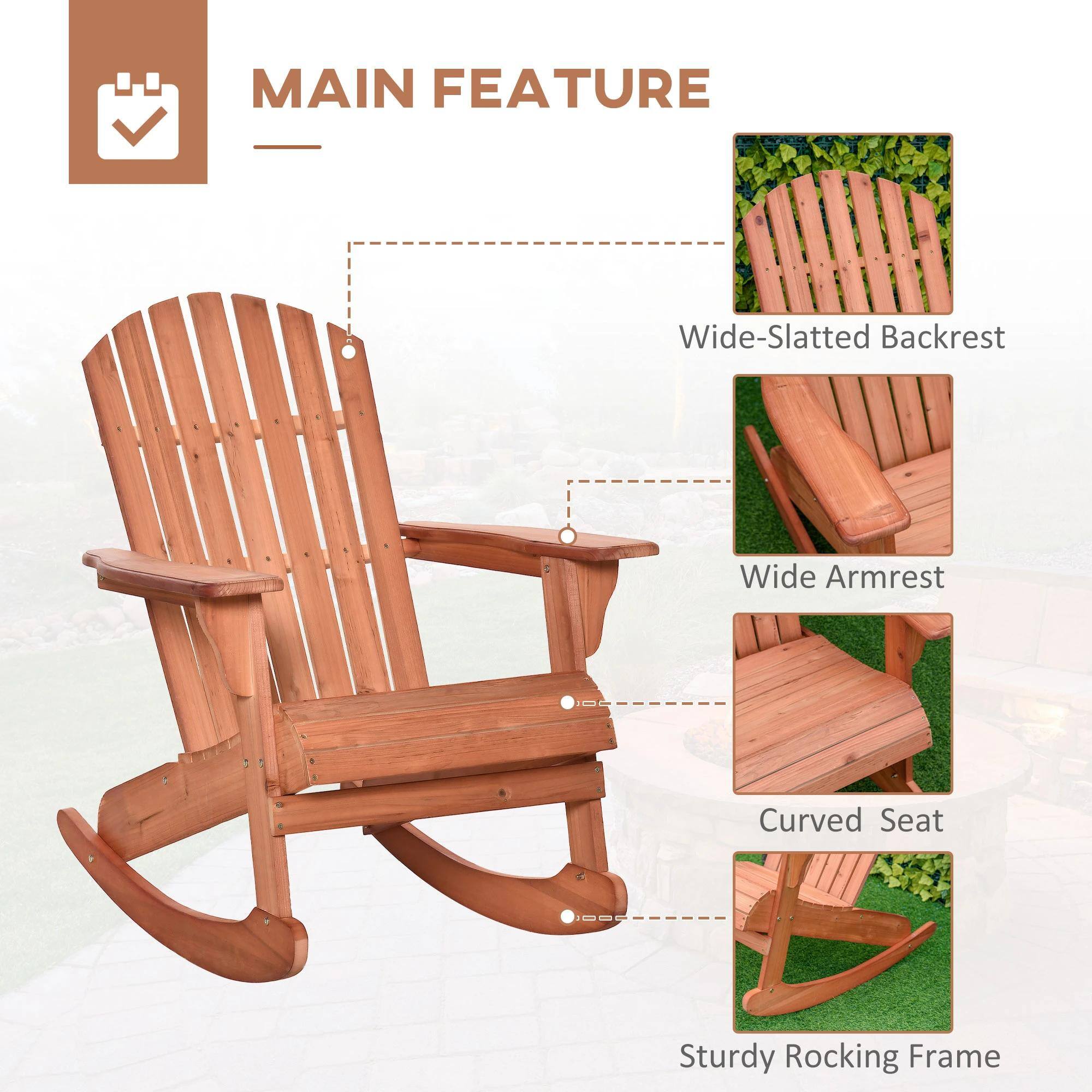 MAIN FEATURE  
- Wide-Slatted Backrest  
- Wide Armrest  
- Curved Seat  
- Sturdy Rocking Frame