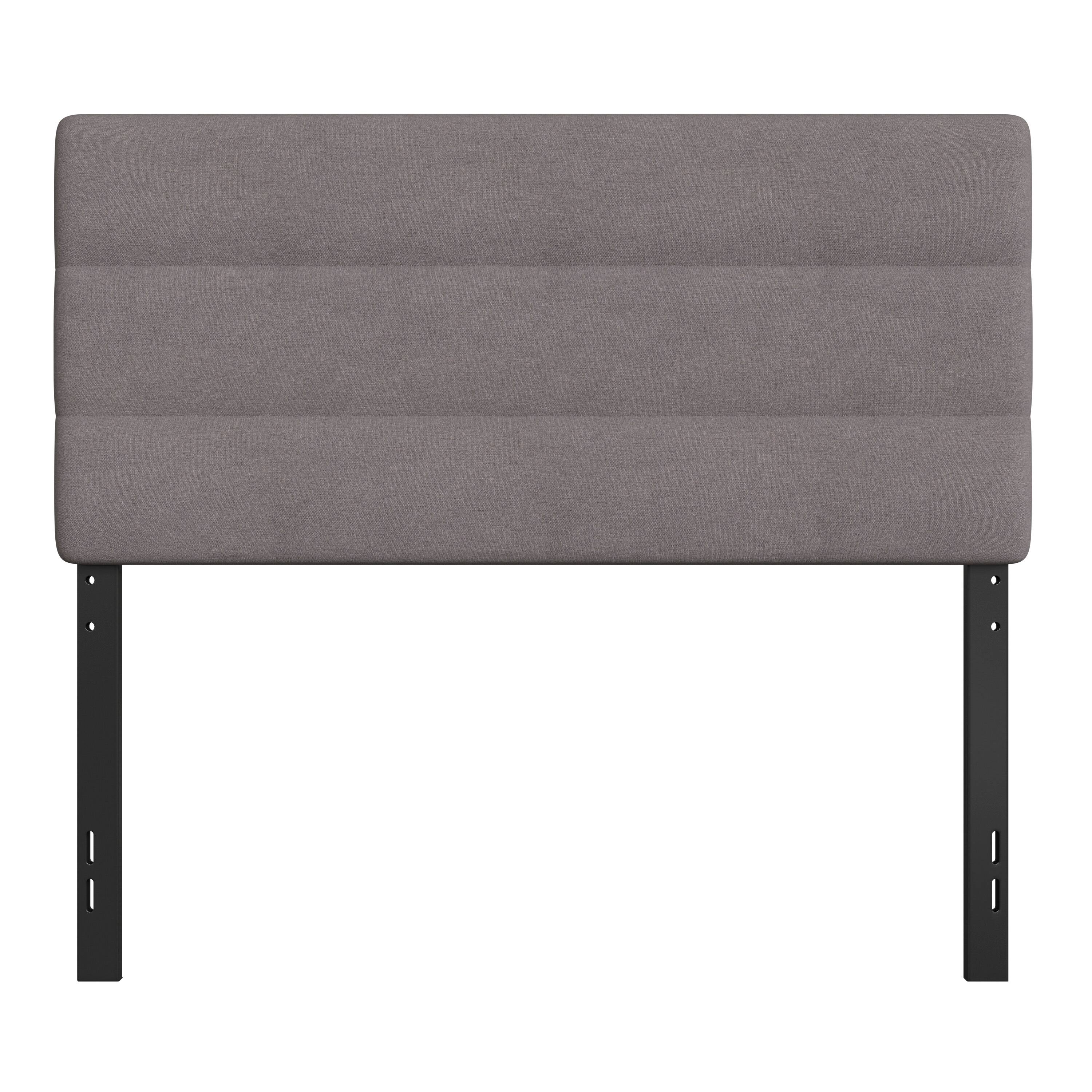 Alt View 9. Emma + Oliver - Gannon Modern Upholstered Headboard with Horizontal Line Stitching and Adjustable Height Rails - Gray.