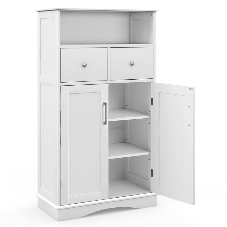 SlickBlue - Freestanding Bathroom Floor Cabinet with 2 Doors, 2 Drawers, Adjustable Shelves - Multi