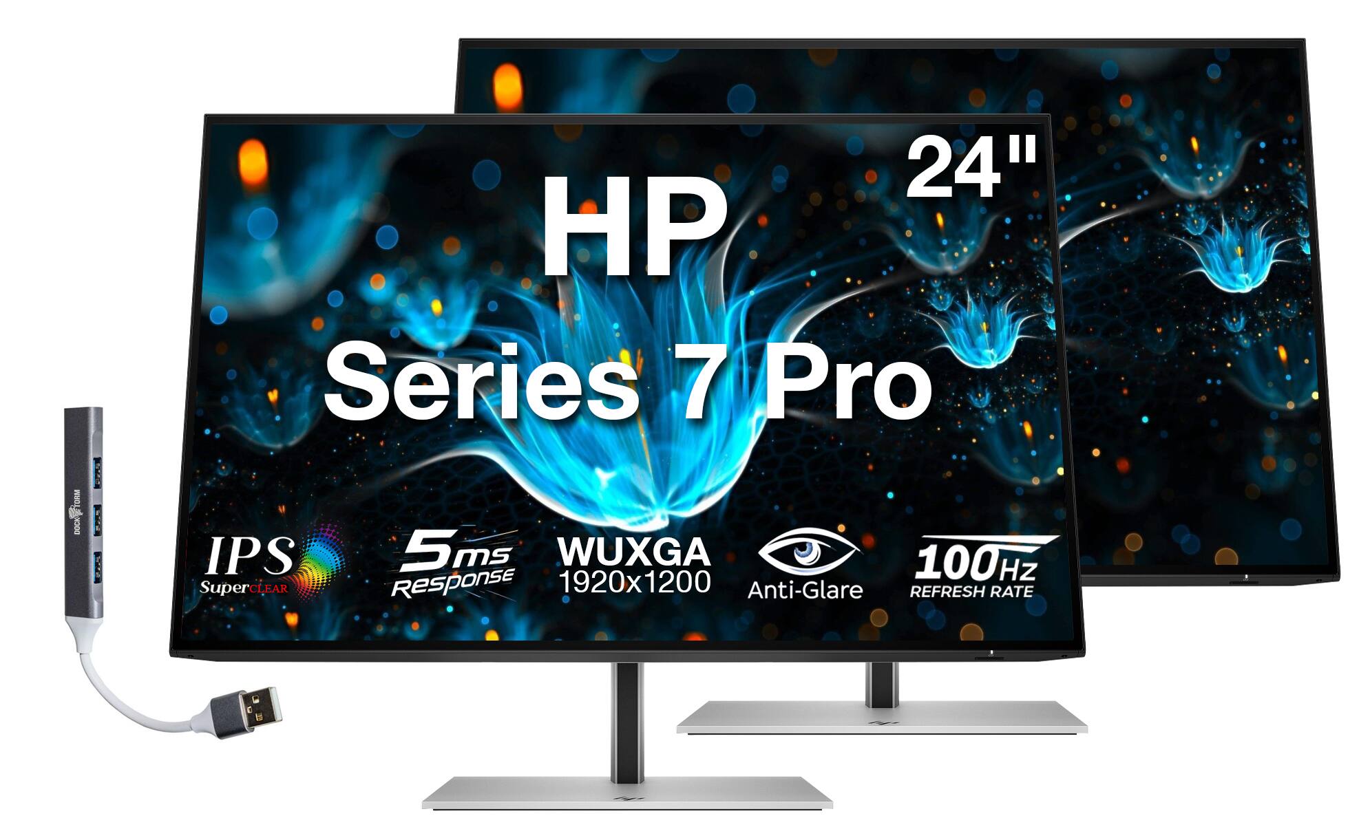"HP - Series 7 Pro 24"" WUXGA IPS Monitor, 5ms Response Time, Anti-Glare, Flicker Free, Displayport, HDMI & DKZ Hub 2 Pack - Black/Silver" price history on PriceWatchPro