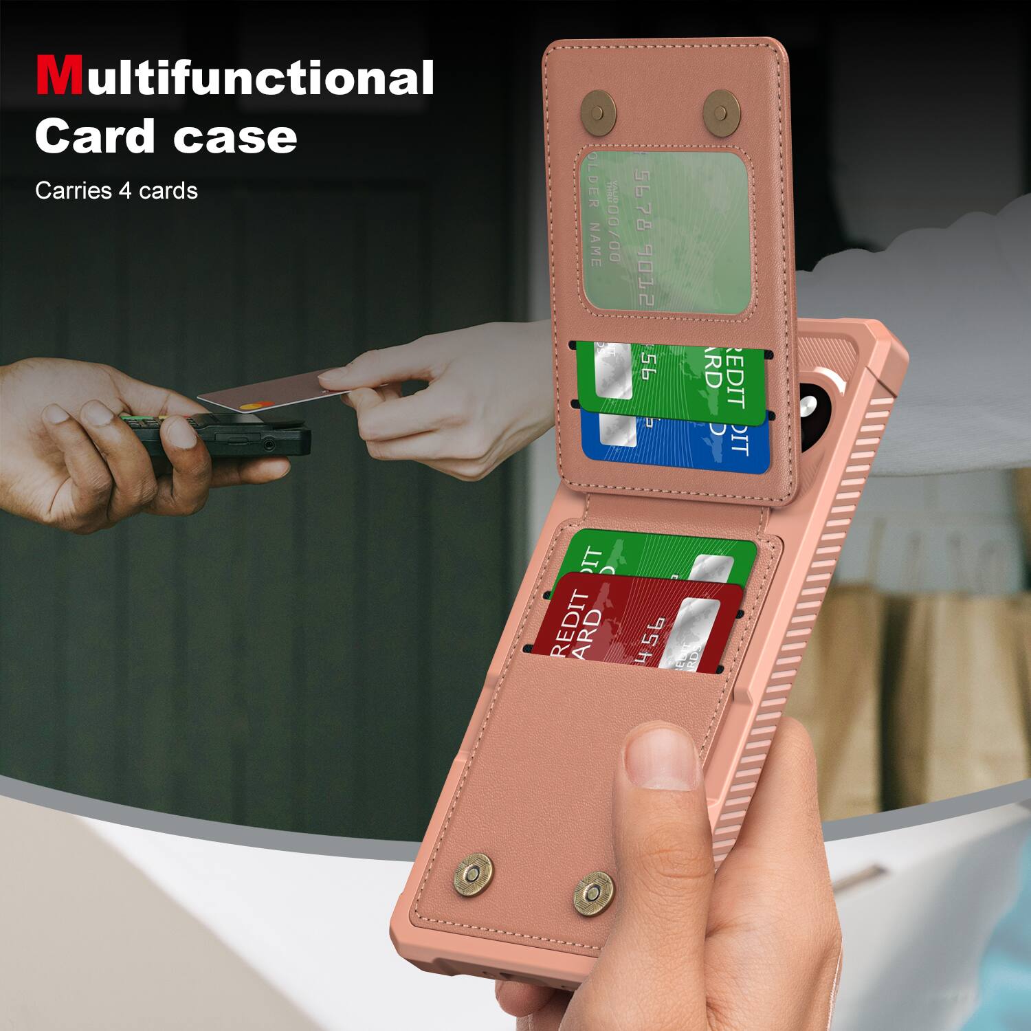 Multifunctional Card case  
Carries 4 cards