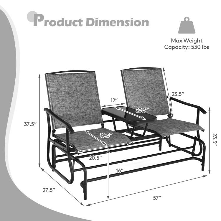 Product Dimension  
Max Weight Capacity: 530 lbs  
12"  
23.5"  
23.5"  
37.5"  
19.5"  
23.5"  
20.5"  
16"  
27.5"  
57"