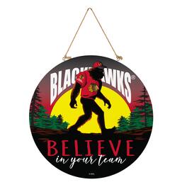 Evergreen Enterprises - Chicago Blackhawks 18" Bigfoot "Believe in Yourself" Team Logo Wood Round Door Sign - Multicolor