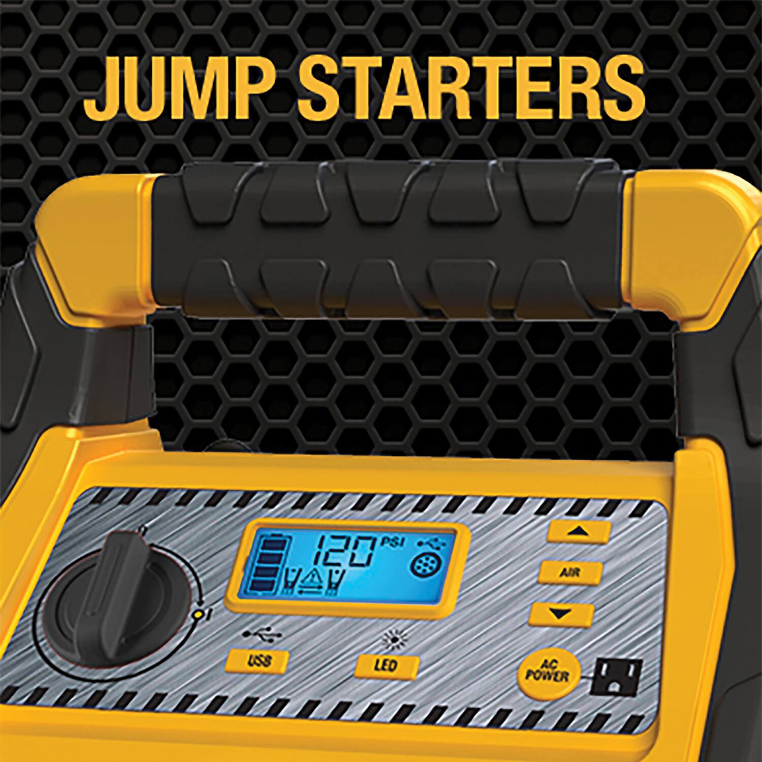 JUMP STARTERS

120 PSI

120 VAC

USB

LED

AC POWER

AIR