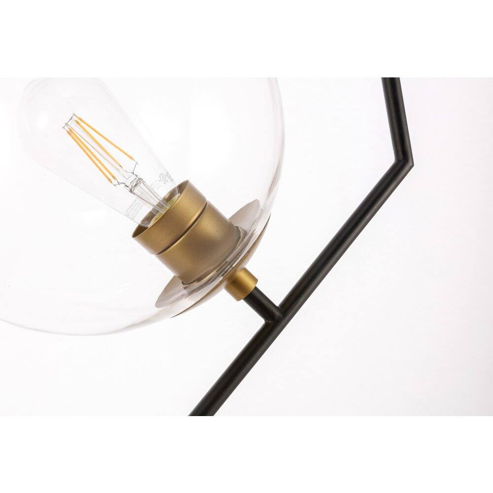 Angle. Living District - Ryland 1 Light Black And Brass And Clear Glass Pendant - Black And Brass And Clear Glass.