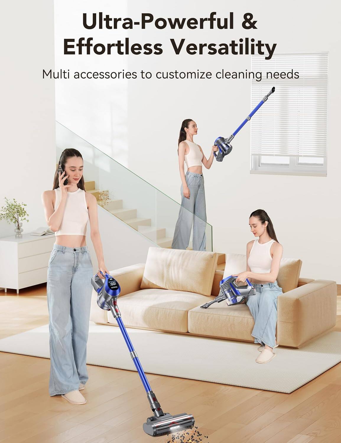Ultra-Powerful & Effortless Versatility, Multi accessories to customize cleaning needs, 200