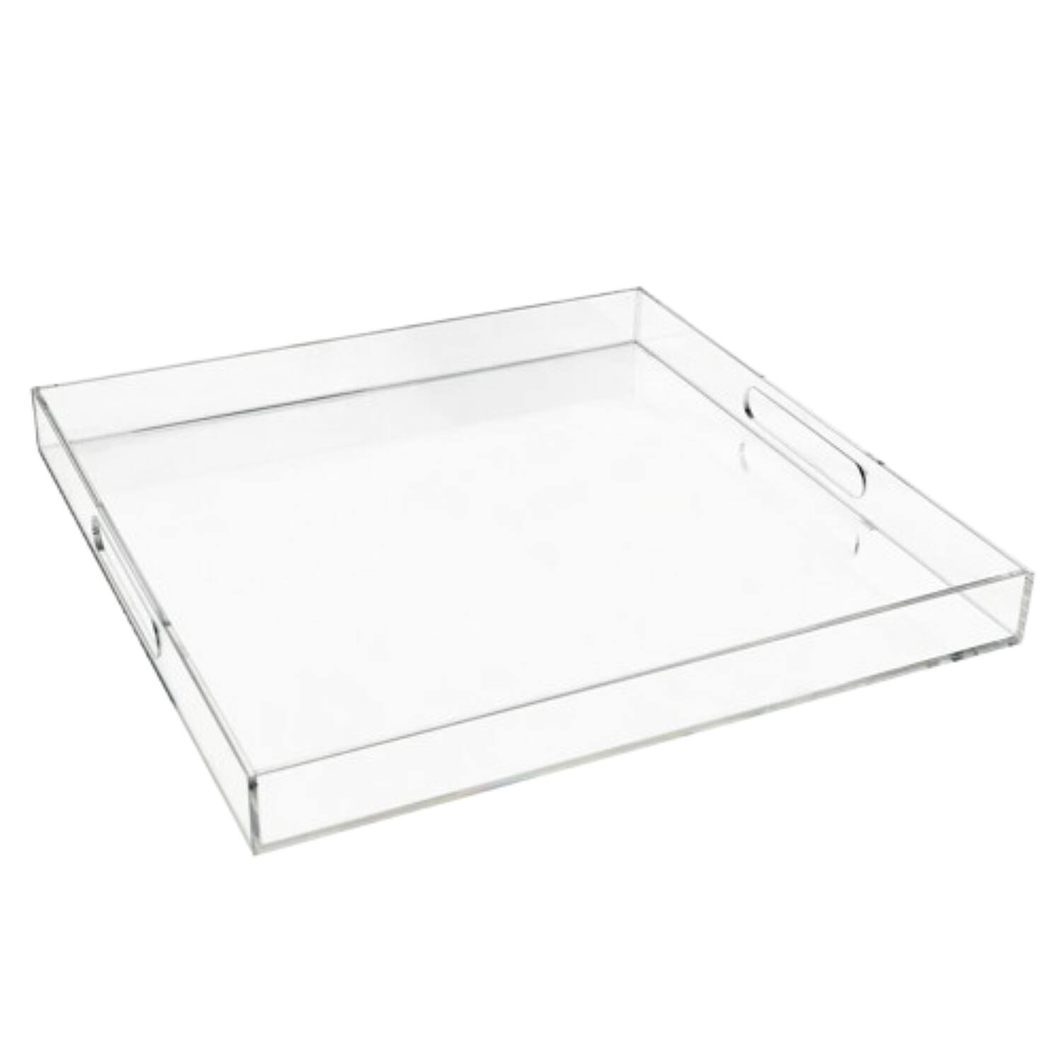 Front. Home Collection - Clear Large Acrylic Square Serving Tray with Handles - Transparent.