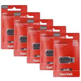 5x SanDisk Cruzer Blade USB Flash Drive - 32GB - Red