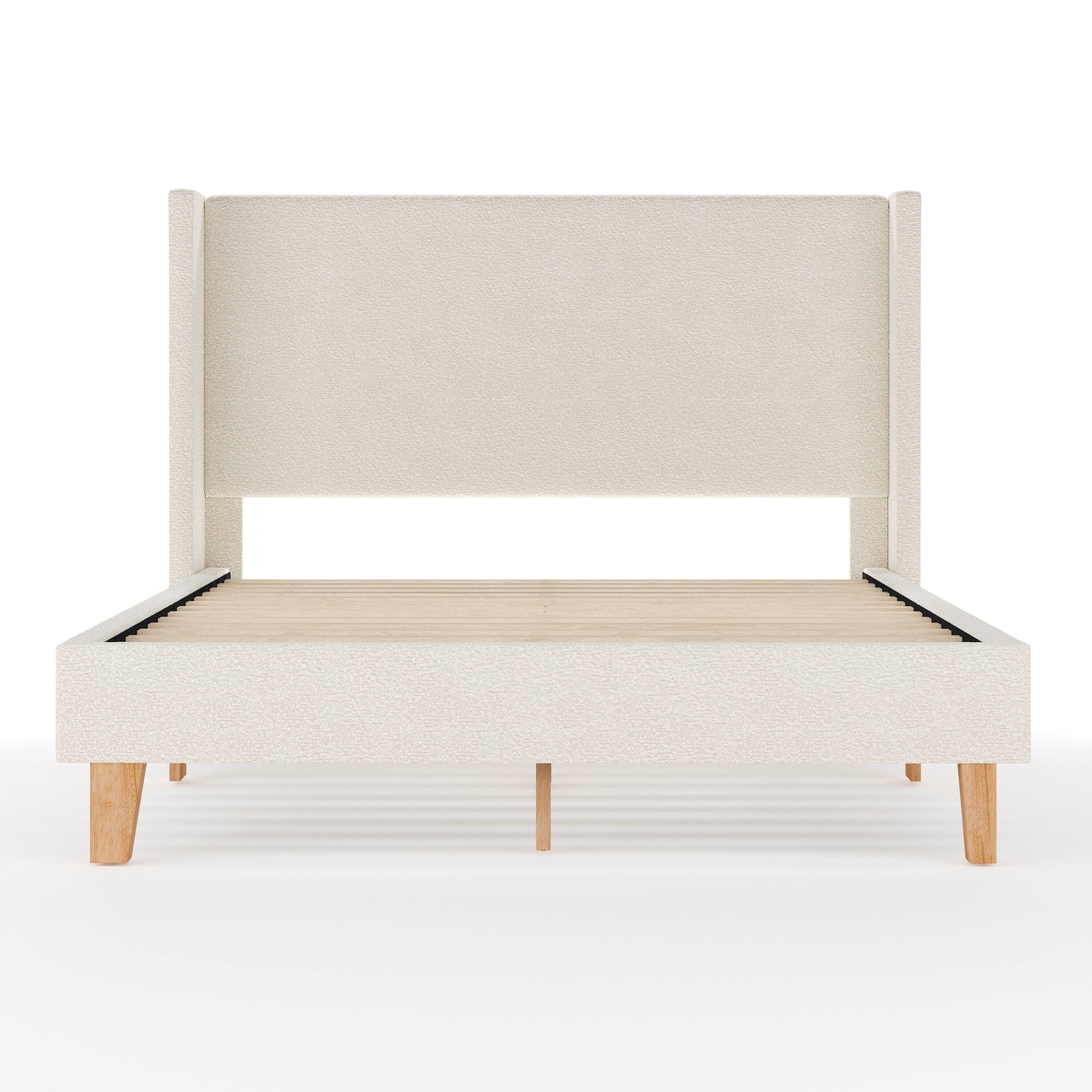 Alt View 9. Martha Stewart - Upholstered Platform Bed with Wingback Headboard - Off-White.