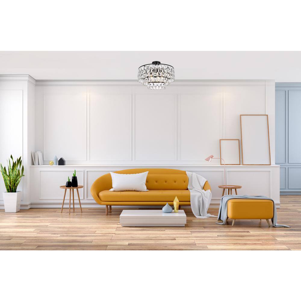 Left. Elegant Lighting - Mila 20 inch flush mount in black - Black.