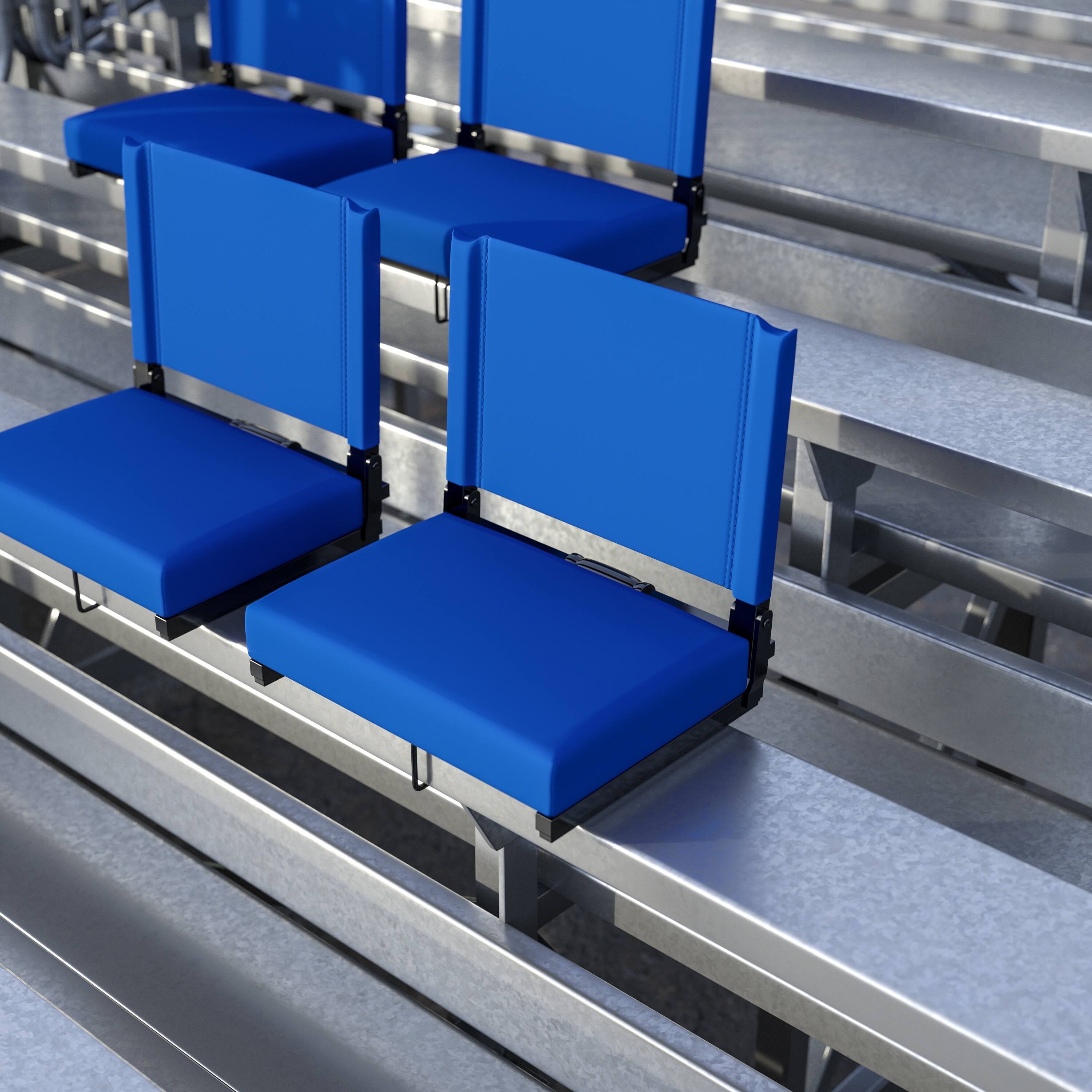 Alt View 2. Emma + Oliver - Set of 2 500 lb. Rated Lightweight Stadium Chair with Ultra-Padded Seat - Blue.