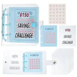 Unique Bargains - 150 USD Savings Challenge Book, Money Saving Binder with 25 Reusable Envelopes for Budgeting & Financial Planning - Blue