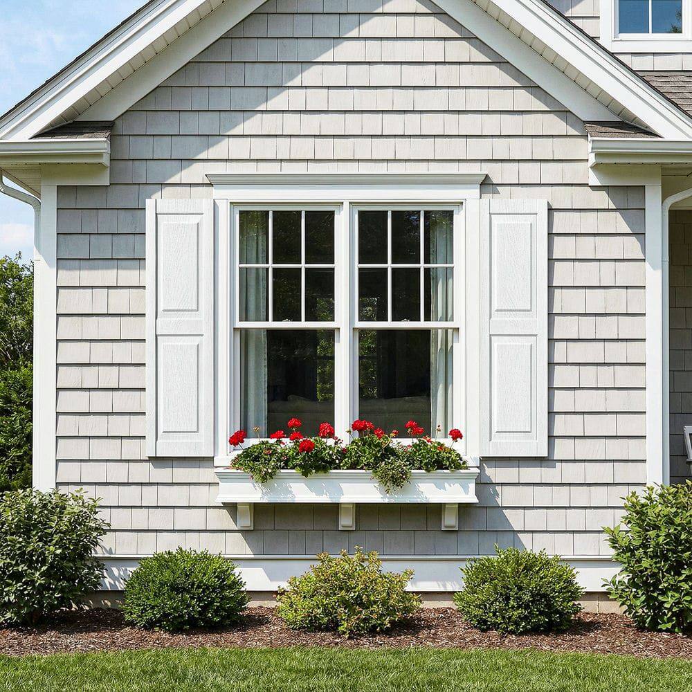 Alt View 6. Kadyn - All-Weather Square Faux Window Panel Decor, Durable Architectural Accent, 14"x43", White - White.