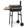 Front. Gymax - Gymax Barrel Charcoal Grill w/Foldable Side Table Built-in Thermometer & Storage Shelf - Black.