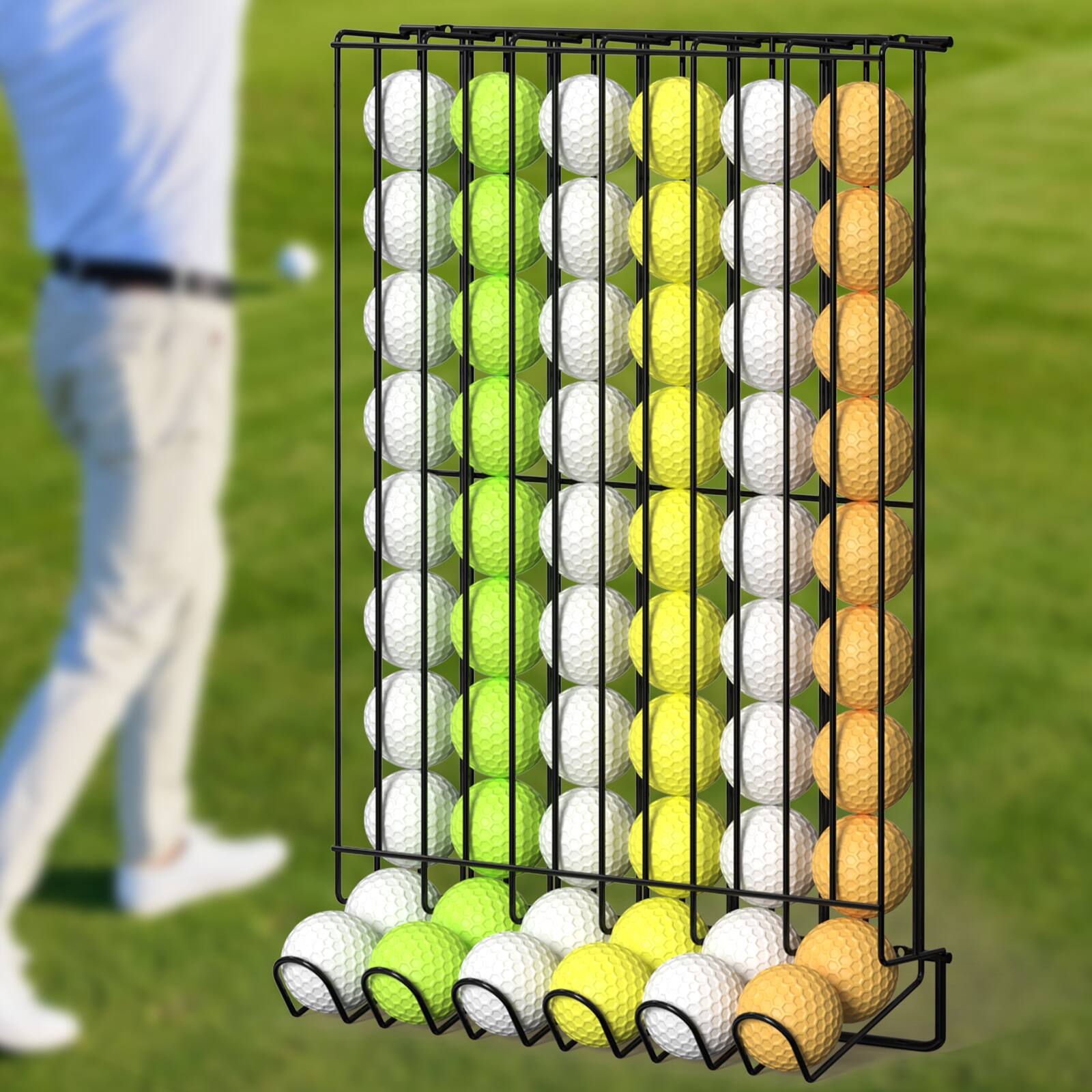 Alt View 1. Oumilen - Metal Golf Ball Display Rack with Auto-Rolling Design, Black - Black.