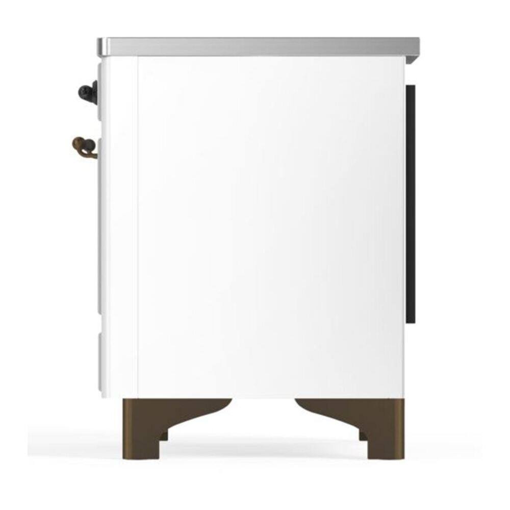 Alt View 5. ILVE - ILVE Majestic II 36 inch Induction Range with 5 Elements (White, Burnished Trim) - White.
