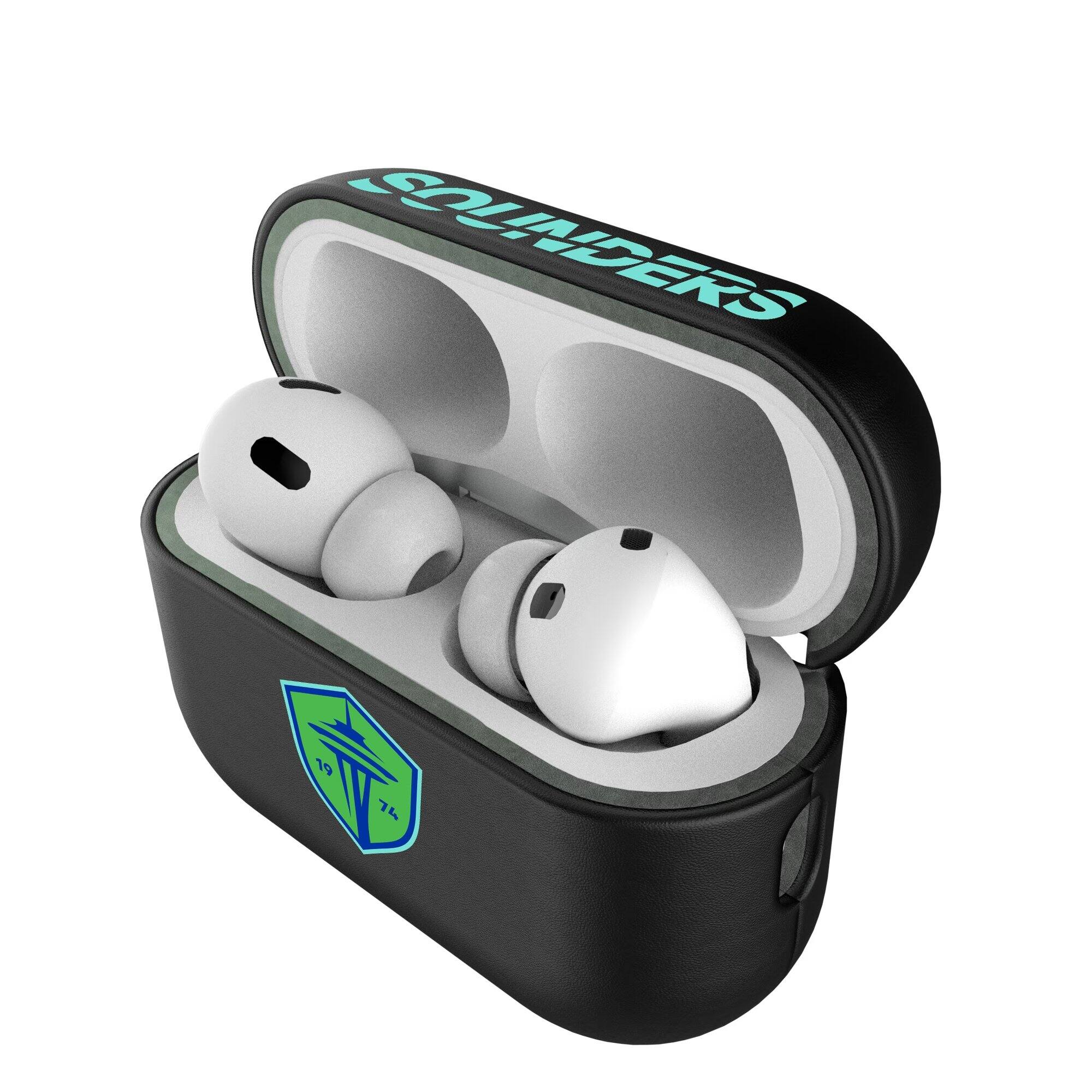 Alt View 3. Keyscaper - Seattle Sounders FC Black Seattle Sounders FC Insignia AirPods Case Cover - No Size - Black.
