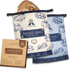 PARKER SLATER - 2-Pack Reusable Bread Bags with Zipper – Extra Large Freezer Storage for Homemade Loaves & Sourdough – Fresh-Keeping Foo - Ivory, Blue Gray