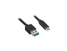 Front. Nippon Labs - Nippon Labs 3ft USB-C 3.1 Gen 2 to USB-A, 10Gbps, 3A, Gold Plated - Black.