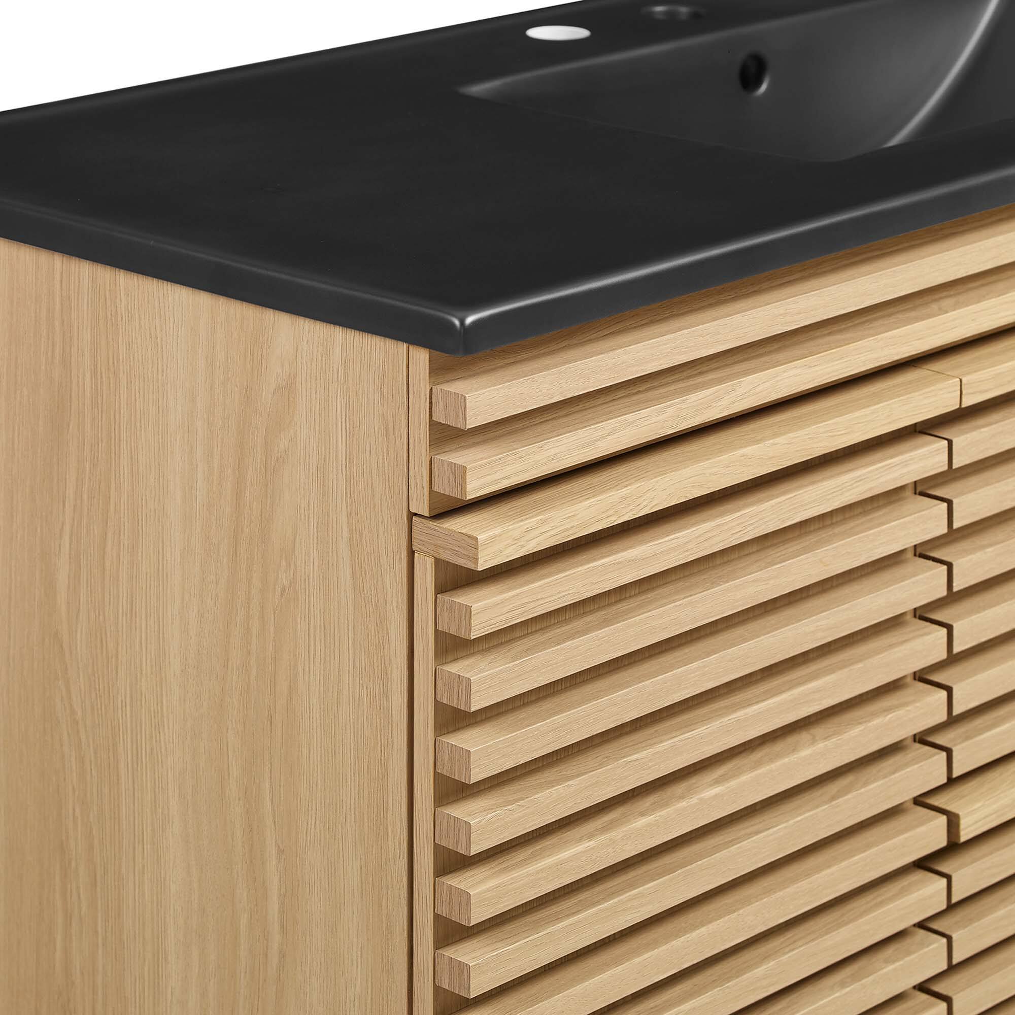 Alt View 7. Modway - Render 48" Wall-Mount Bathroom Vanity Basin Included by Modway - Oak Black.