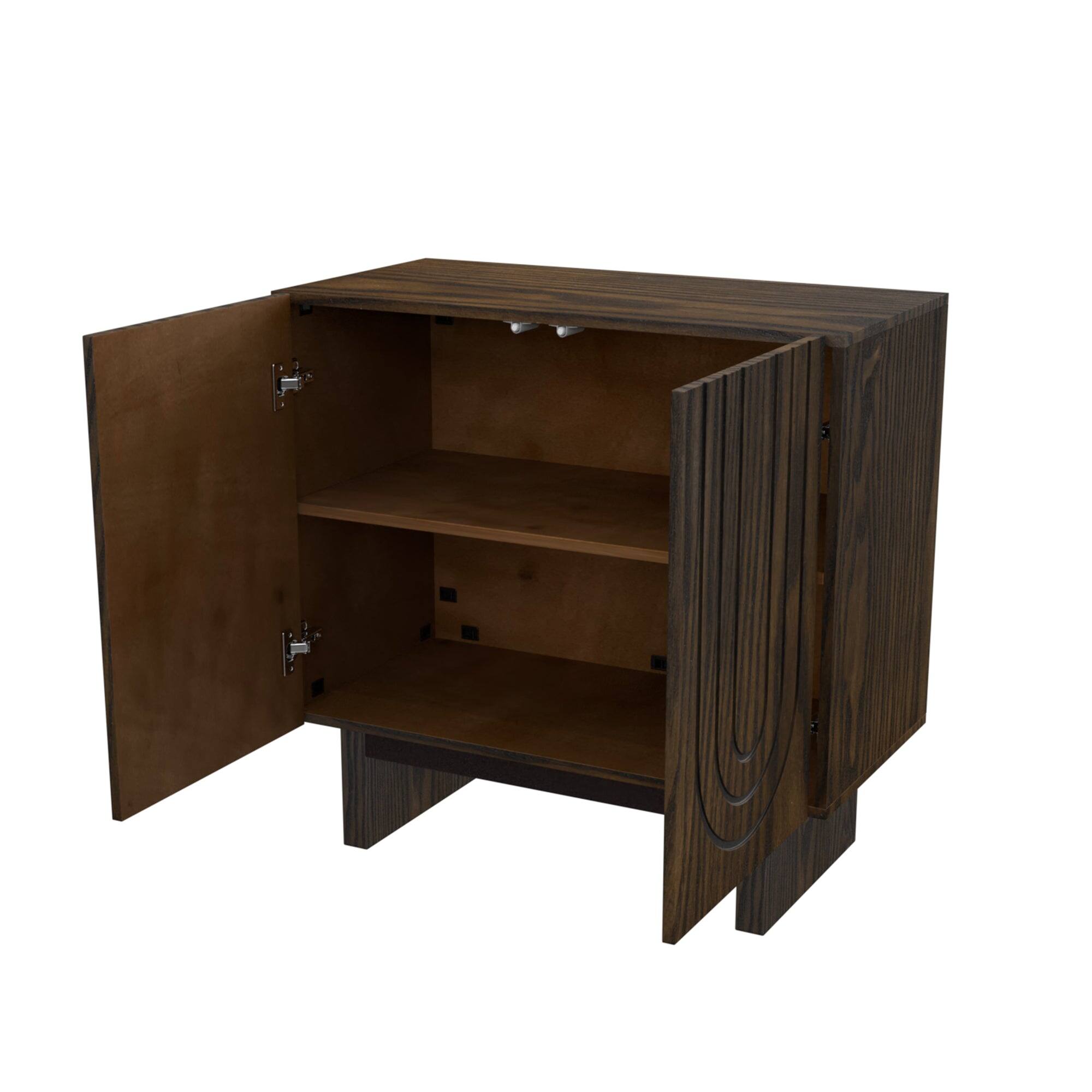 Alt View 5. Boyel Living - Dark Brown MDF 2-Door 31.5 in. Wood Grain Buffet Sideboard For Living Room and Kitchen-Dining Room - Brown.