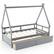 Front. Costway - Twin Size House Bed with Roof Safety Guardrail 2 Storage Drawers Wood Slat Support - Gray.
