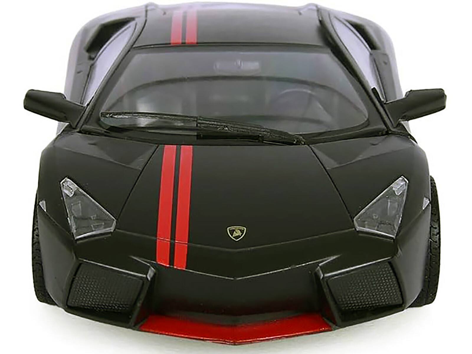 Left. Motormax - Lamborghini Reventon Matt Black with Red Stripes "Satin Paint" Series 1/24 Diecast Model Car by Motormax - Matt Black with Red.