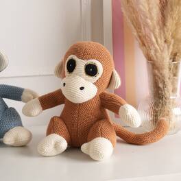 Siljoy - Handcrafted Cotton Knitted Monkey Plush Toy, 22x26cm, Soft, Eco-Friendly, Gift for All Ages - Apricot Brown