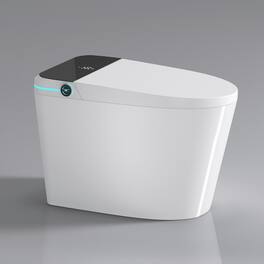 Tiramisubest - Modern Smart Toilet with Bidet Seat Built-in,Auto Open/Close Seat,Foot Sensor,LED Display,Night Light,Warm Water & Dryer - White