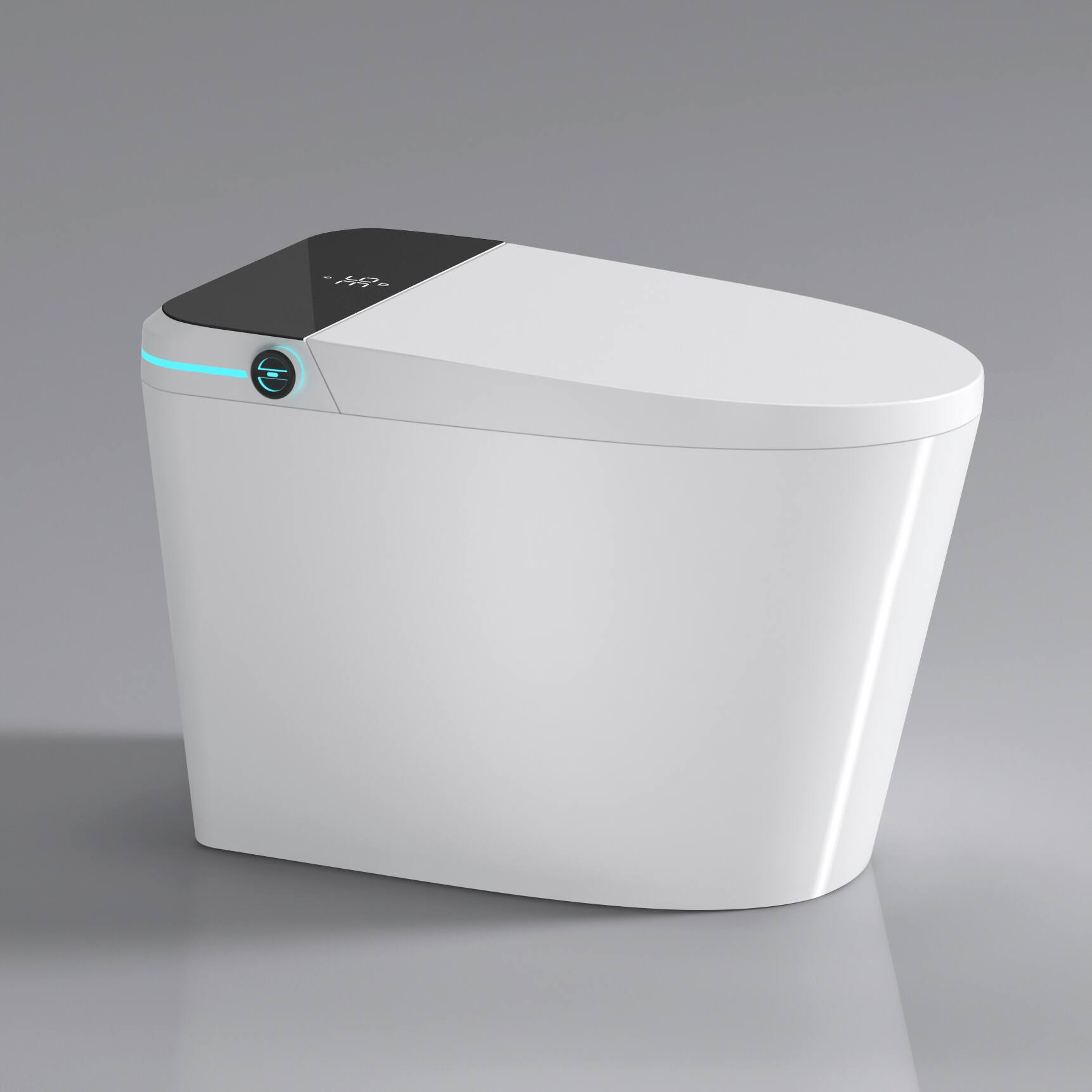Front. Tiramisubest - Modern Smart Toilet with Bidet Seat Built-in,Auto Open/Close Seat,Foot Sensor,LED Display,Night Light,Warm Water & Dryer - White.