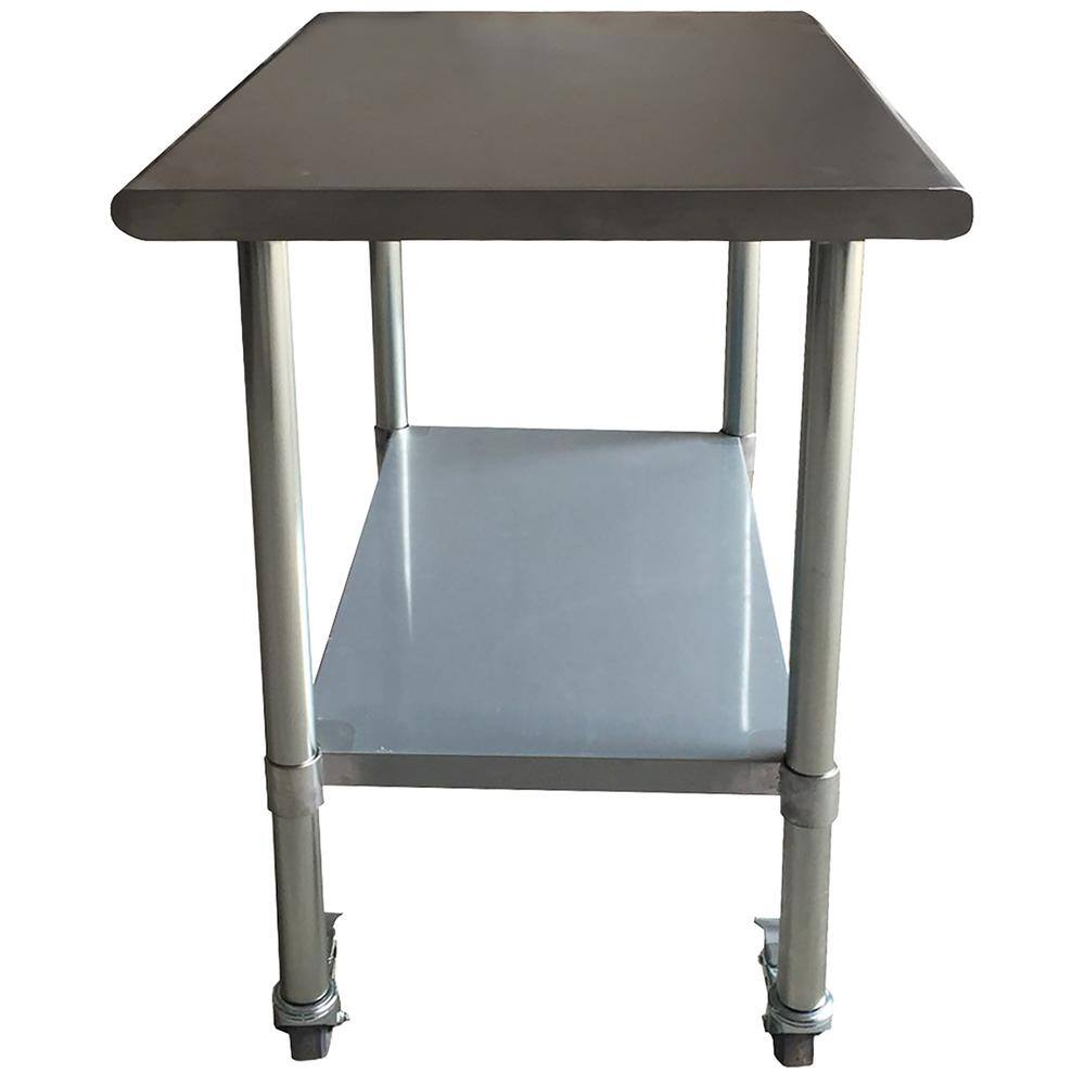 Back. Sportsman Pro-Series - Stainless Steel Work Table with Casters 24 x 36 Inches - Silver.