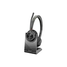 HP - Poly Voyager 4320 UC Wireless Stereo Headset with Charging Stand and USB-A Adapter, Microsoft Teams Certified - Black