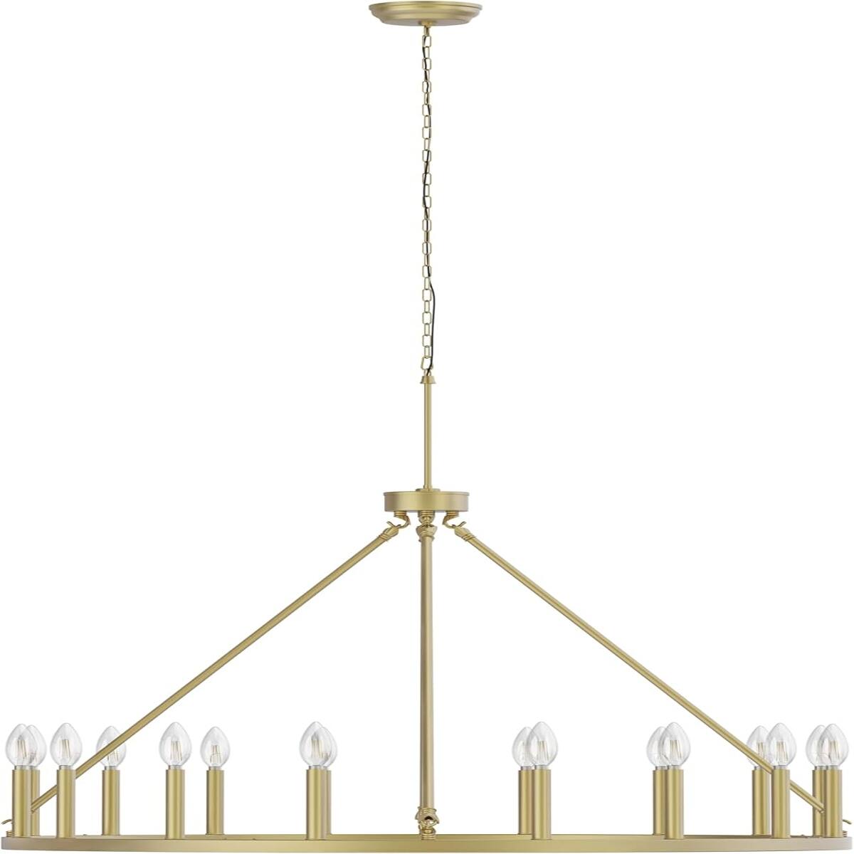 Alt View 3. Loheer - Loheer 40 Inch Gold Wagon Wheel Chandelier, 16 Light Farmhouse Fixture for High Ceilings.