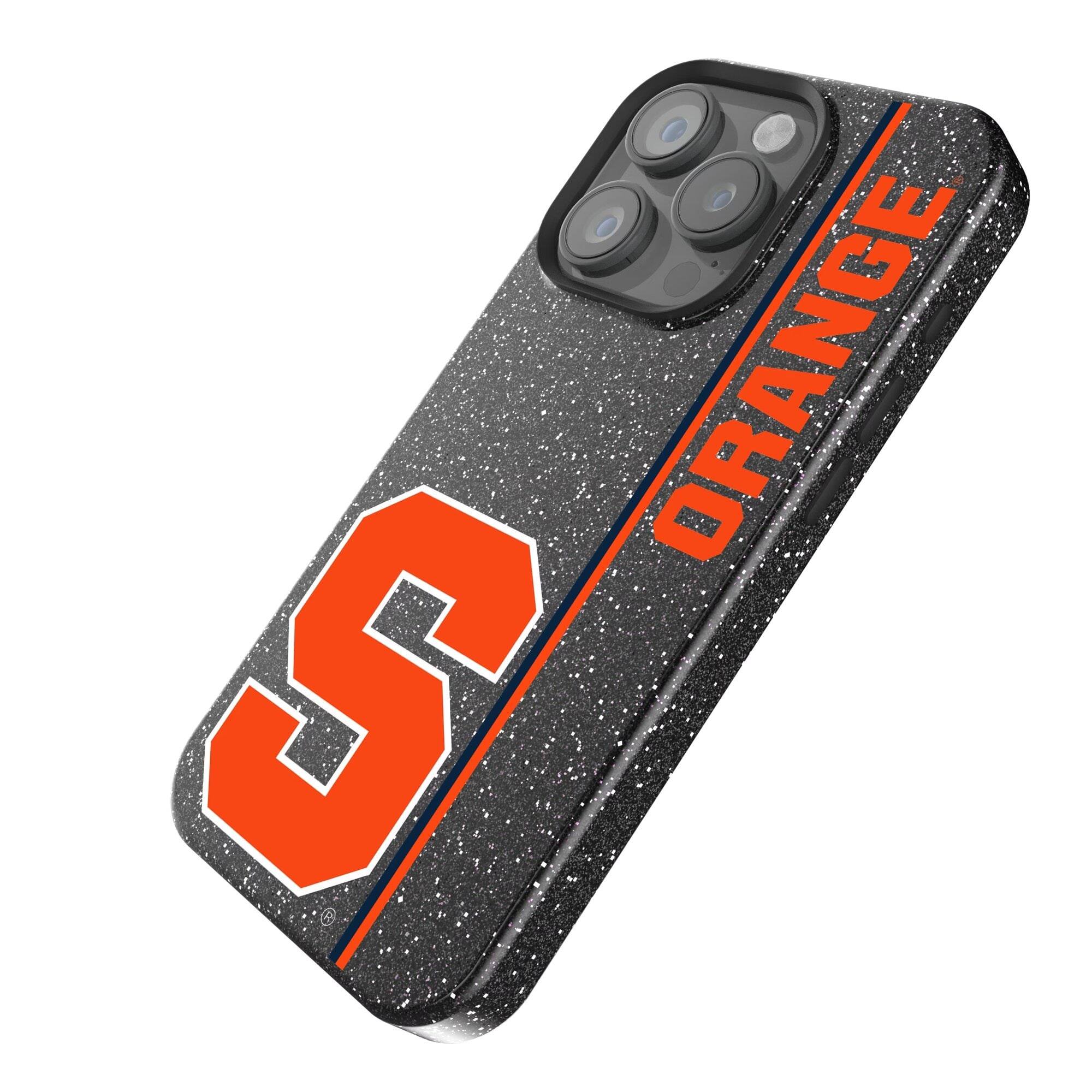Alt View 1. Keyscaper - Syracuse Orange iPhone Bling Case - 15 Pro Max - Black.