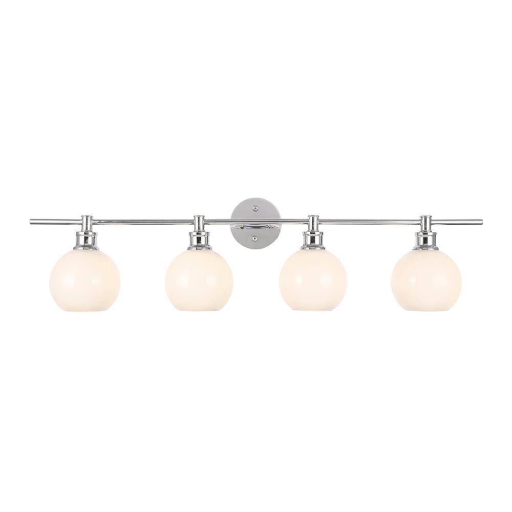 Alt View 2. Living District - Collier 4 light Chrome and Frosted white glass Wall sconce - Chrome And Frosted White Glass.