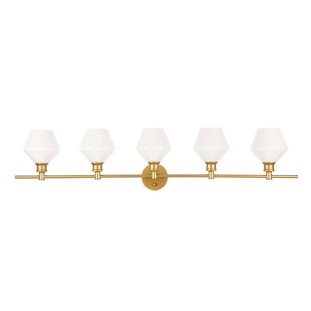 Alt View 9. Living District - Gene 5 light Brass and Frosted white glass Wall sconce - Brass And Frosted White Glass.