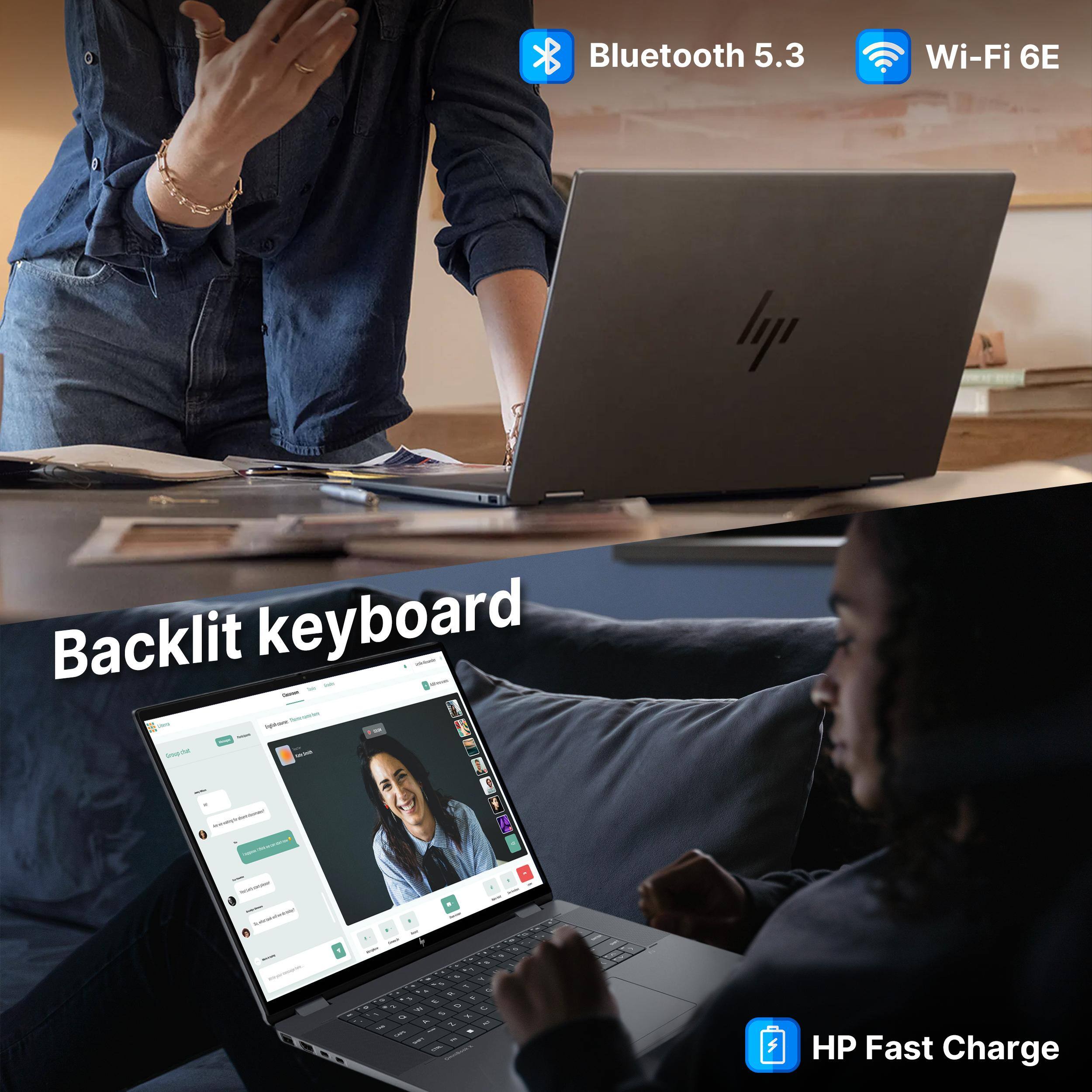 Bluetooth 5.3  
Wi-Fi 6E  
Backlit keyboard  
HP Fast Charge