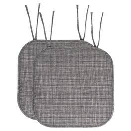Sweet Home Collection - Aria Memory Foam Non-Slip 16" x 16" Chair Cushion Pad with Ties, 2-Pack - Gray