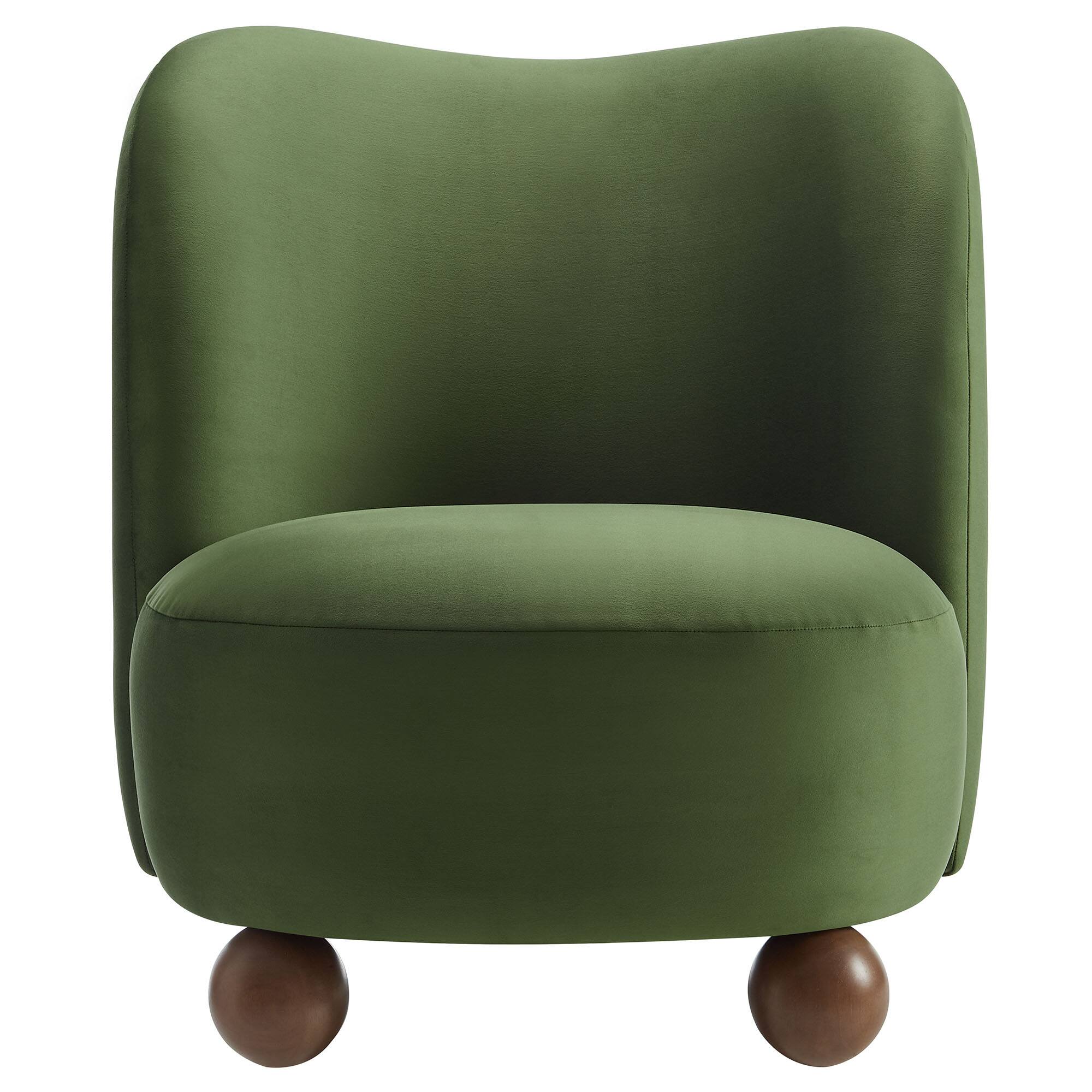 Alt View 4. Modway - Monroe Performance Velvet Accent Chair by Modway - Moss Green Walnut.