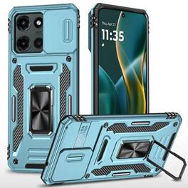Kitcheniva - Shockproof Ring Stand Case For Moto G Stylus 2025 2026 With Sliding Camera Lens Cover - Light Blue