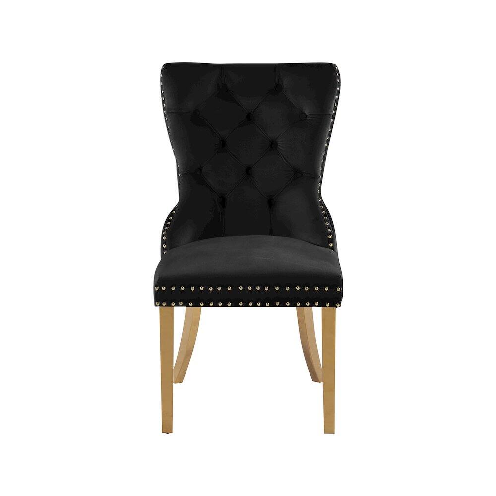 Alt View 1. Meridian Furniture - Carmen Black Velvet Dining Chairs, Set of 2 - Black.